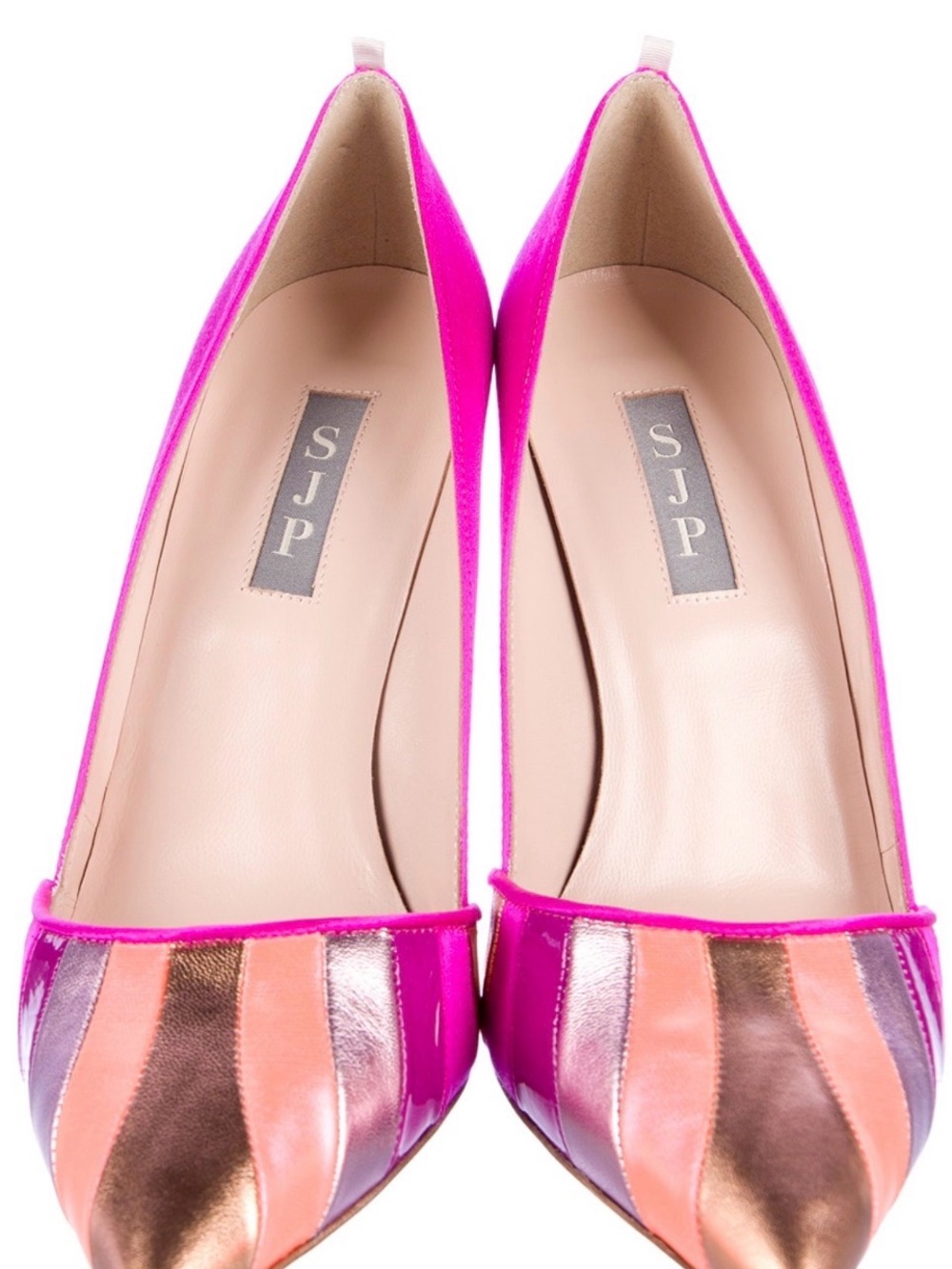 Women’s Hot Pink Pointed-Toe Pump with Metallic Accent